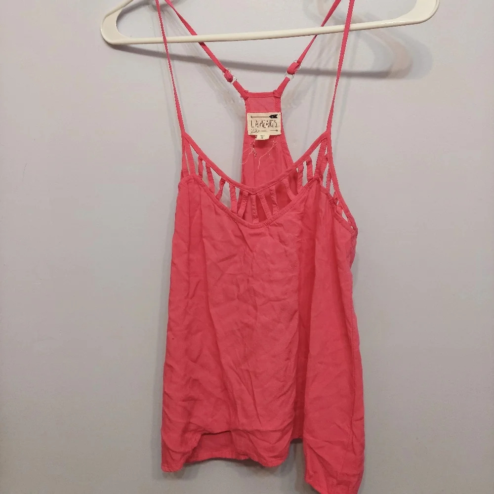 La hearts pink strappy crop top flowy bright vsco